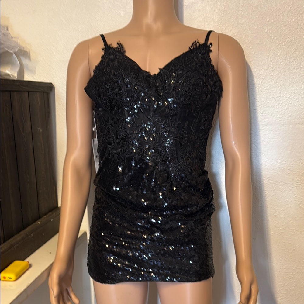 Elegant Black Sequin Women's cocktail dress